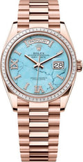 Rolex Day-Date 36 36mm Turquoise Diamond-Set Dial Diamond-Set Bezel President Bracelet - 128395TBR | 2024 Model - Carbon Watch Company