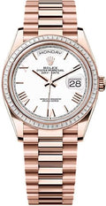 Rolex Day-Date 36 36mm White Dial Diamond-Set Bezel President Bracelet - 128395TBR | 2024 Model - Carbon Watch Company