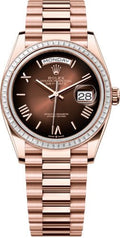 Rolex Day-Date 36 36mm Brown Ombré Dial Diamond-Set Bezel President Bracelet - 128395TBR | 2024 Model - Carbon Watch Company