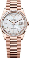 Rolex Day-Date 36 36mm White MOP Diamond-Set Dial Diamond-Set Bezel President Bracelet - 128395TBR | 2024 Model - Carbon Watch Company
