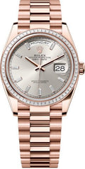 Rolex Day-Date 36 36mm Silver Diamond-Set Dial Diamond-Set Bezel President Bracelet - 128395TBR | 2024 Model - Carbon Watch Company
