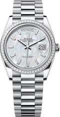 Rolex Day-Date 36 36mm White MOP Diamond-Set Dial Diamond-Set Bezel President Bracelet - 128396TBR | 2024 Model - Carbon Watch Company
