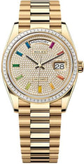Rolex Day-Date 36 36mm Diamond-Paved Dial Diamond-Set Bezel President Bracelet - 128398TBR | 2024 Model - Carbon Watch Company