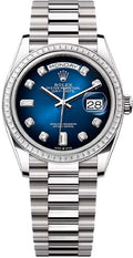 Rolex Day-Date 36 36mm Blue Ombré Diamond-Set Dial Diamond-Set Bezel President Bracelet - 128399TBR | 2024 Model - Carbon Watch Company