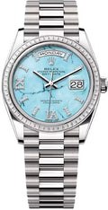 Rolex Day-Date 36 36mm Turquoise Diamond-Set Dial Diamond-Set Bezel President Bracelet - 128399TBR | 2024 Model - Carbon Watch Company