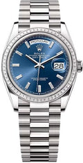 Rolex Day-Date 36 36mm Bright Blue Diamond-Set Dial Diamond-Set Bezel President Bracelet - 128399TBR | 2024 Model - Carbon Watch Company