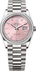 Rolex Day-Date 36 36mm Pink Diamond-Set Dial Diamond-Set Bezel President Bracelet - 128399TBR | 2024 Model - Carbon Watch Company