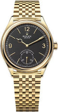Rolex 1908 39mm Yellow Gold Intense Black Dial Divided Bezel Settimo Bracelet - 52508 - 2025 - Carbon Watch Company