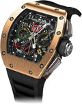 Richard Mille Automatic Flyback Chronograph Dual Time Zone 50mm Rose Gold Openworked Dial - RM11-02 - Carbon Watch Company